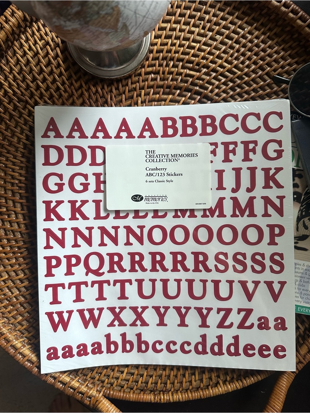 Creative Memories ABC/123 Classic Style Sticker Sheet Cranberry Red Sealed New